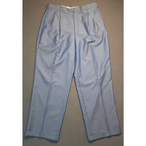 EJ Samuel Mens 40 (38×33) Trouser Dress Pants Pleated Pinstripe‎ Blue Relaxed